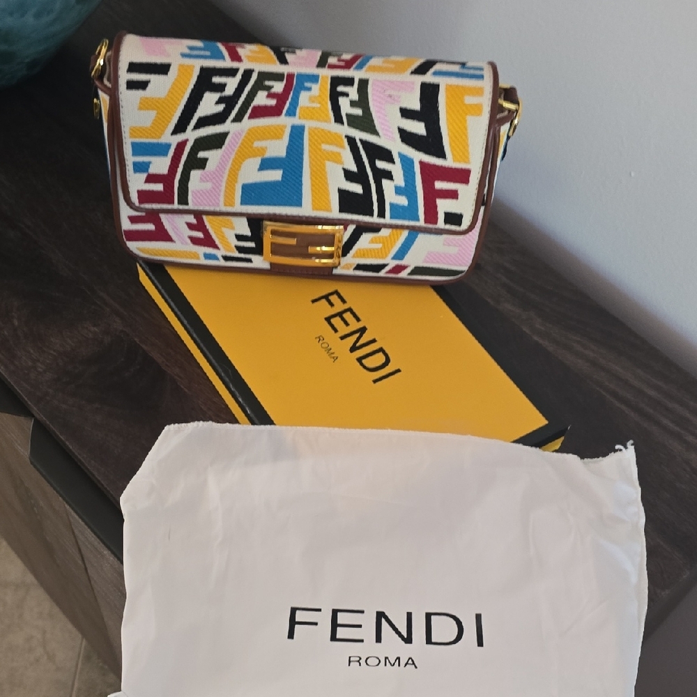 Fendi Red and Yellow Shoulder Bag with Bold Geometric Design